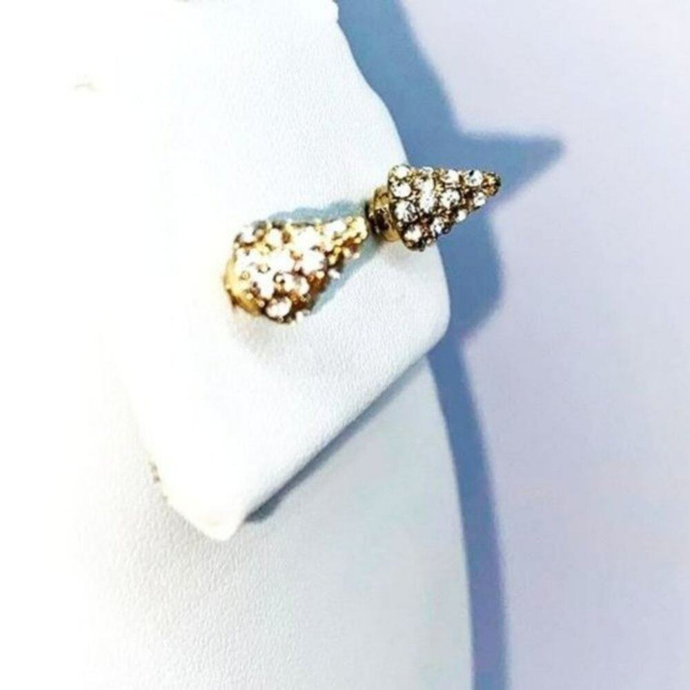 Christmas Tree Gold-Tone Rhinestone Stud Earrings